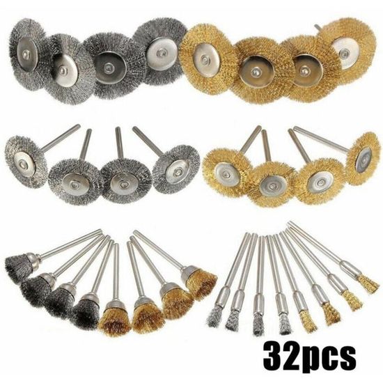 45 Brosses Métalliques Pour Polissage - Acier Inox - Pour Perceuse Ou Outil Rotatif