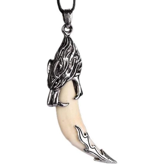 Pendentif Dent De Loup Pour Homme En Acier Inoxydable - Avec Chaîne Incluse, Style Viril !