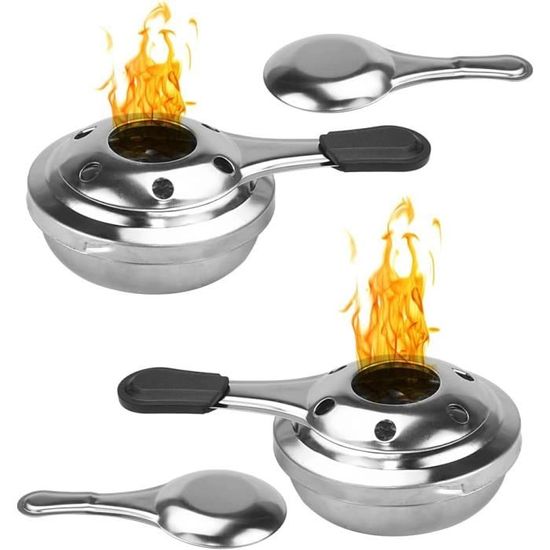 2 PCS Réchaud à Alcool, Réchaud à Alcool Portable en Acier Inoxydable