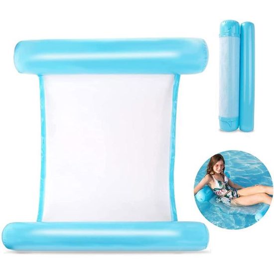 Hamac Gonflable Piscine 2 Pièces 4-en-1 - Flotteur Multi-Usage Avec Pompe à Air