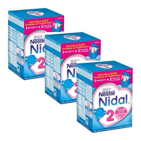 Lait en poudre Nidal 2 - de 6 mois à 1 an, Nestlé (2 x 350 g)