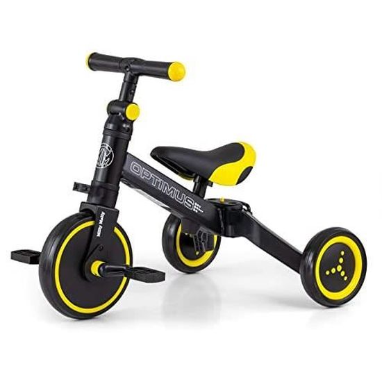 Vélo équilibre trois roues noir et blanc pour enfants sans pédales