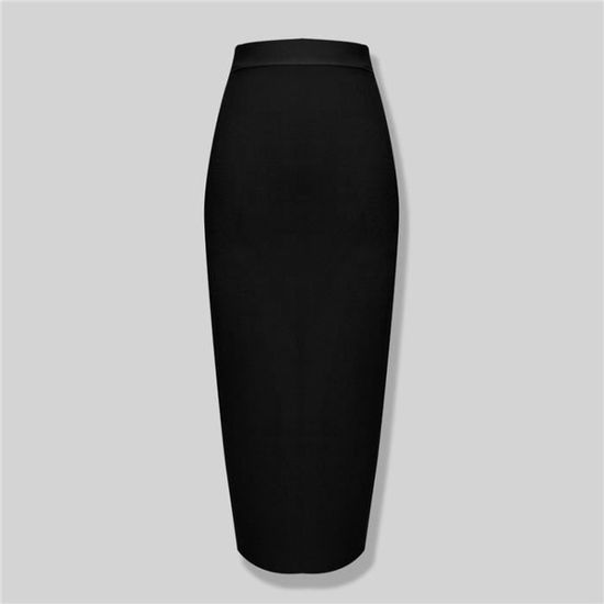 Jupe Noire Femme - Longueur Genou - Taille Élastique Extensible - Pour Travail Ou Décontracté