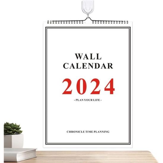 Calendrier 2024 mur de 12 mois calendrier mensuel 2023 2024 grands