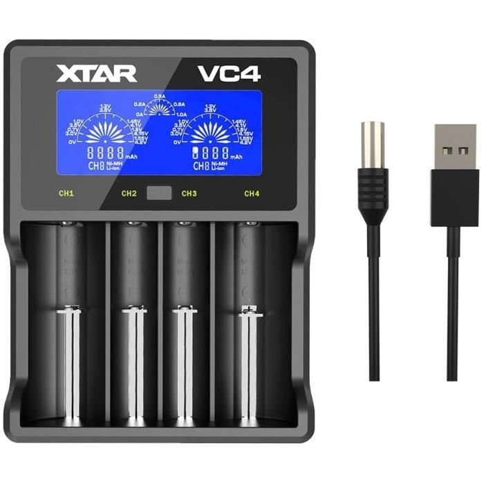 vc4 chargeur de batterie rechargeable 4 baies 18650 avec écran lcd pour lampe torche au lithium ni-mh ni-cd aa aaa 10440 2665[a116]