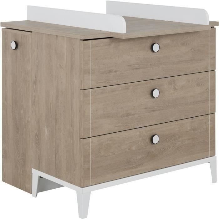 Commode à langer 3 tiroirs - GALIPETTE MARTIN - Chêne blond - Enfant - Made in France