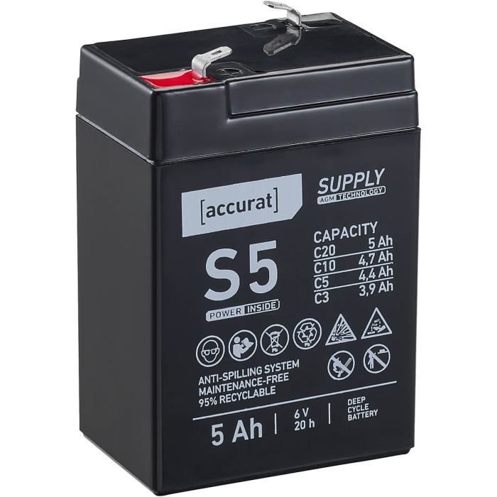 Accurat Supply S5 AGM 6V Batterie au plomb 5Ah