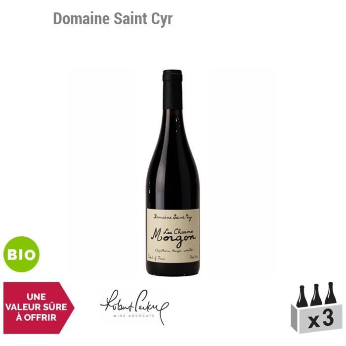 Morgon Les Charmes Rouge 2017 - Bio - Lot de 3x75cl - Domaine Saint Cyr - Vin AOC Rouge du Beaujolais - 93-100 Robert Parker -