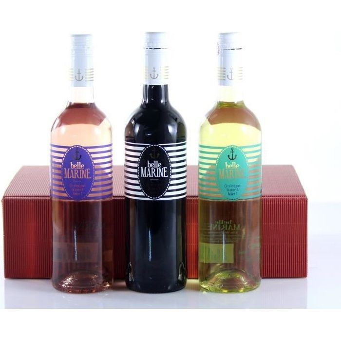 Coffret Bouteilles de vin -Belle Marine- - Coffret Cadeau Original