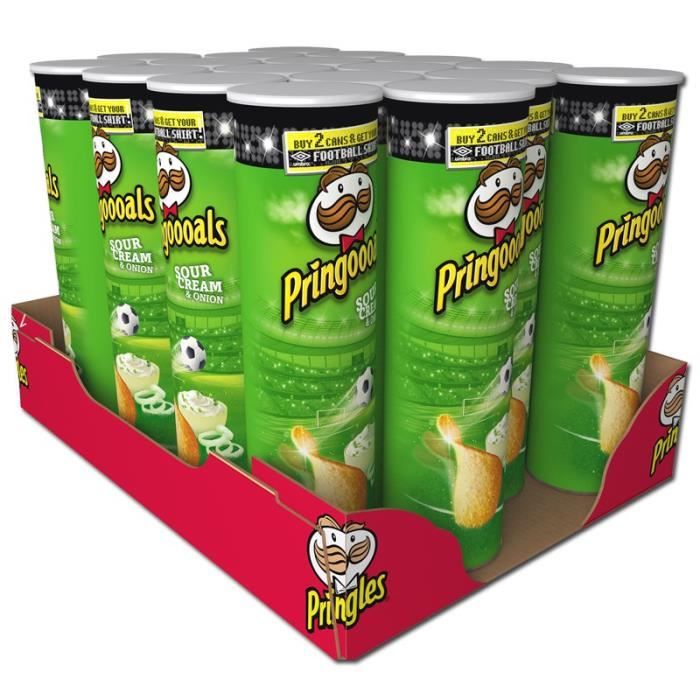 Pringles Chips Sour Cream and Oignon 190g, 18 pièces
