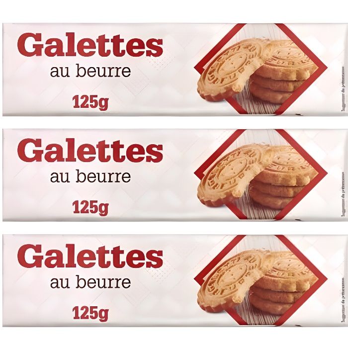 [ lot de 3] Biscuits galettes au beurre - 125g - DLC 21/06/2022