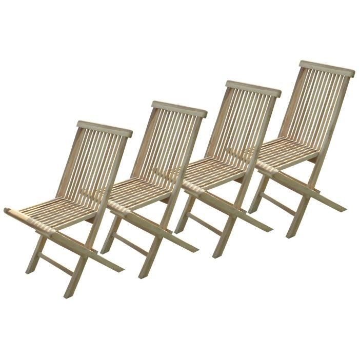Lot de 4 chaises pliantes Jalang en teck brut