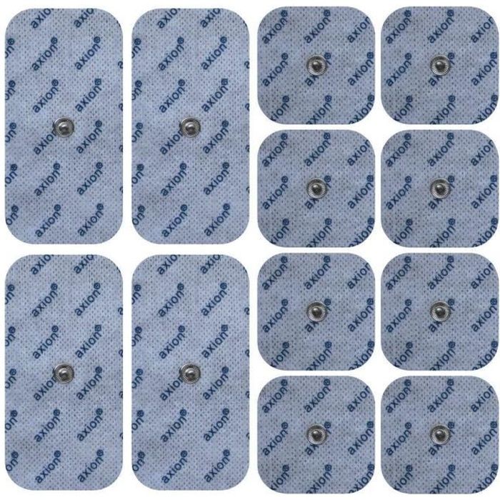Sanitas/Beurer - 12 électrodes mixtes compatibles Sanitas SEM 40/41/42/43/44 et Beurer EM40/41/49/80 TENS-EMS - Connecteurs snap
