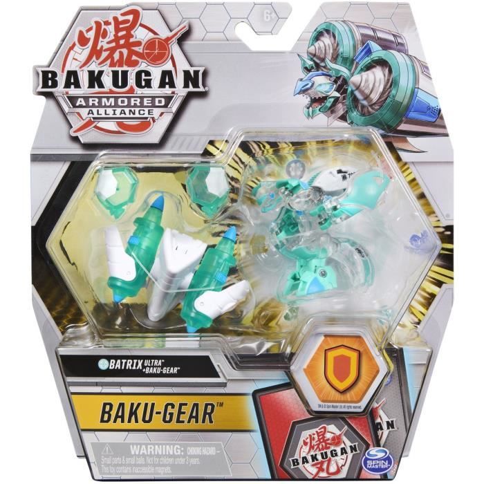 Bakugan Ultra : Armored Alliance - Trox + Baku-Gear + Carte - Boule Transparente Blanche - Figurine Deluxe - Jouet Garcon