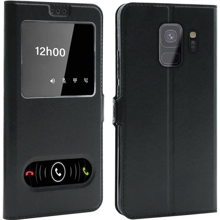 Coque Samsung Galaxy S9, Double Fenêtre - Noir