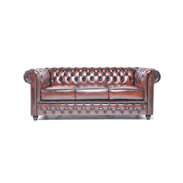 Chesterfield - Canapé en cuir Chesterfield Original 3 places - Marron
