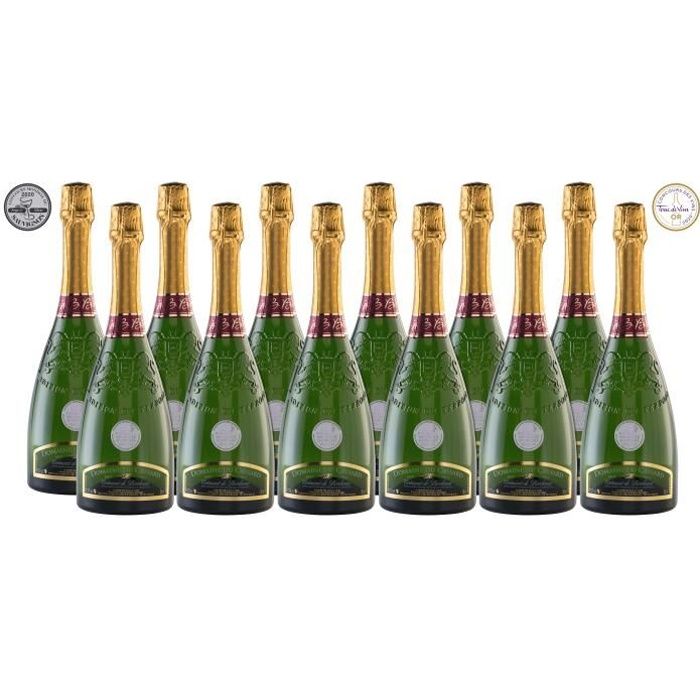 Lot de 12 bouteilles Crémant de Bordeaux Blanc Brut Domaine du Cassard- Médaille d'or au concours Terre de Vin