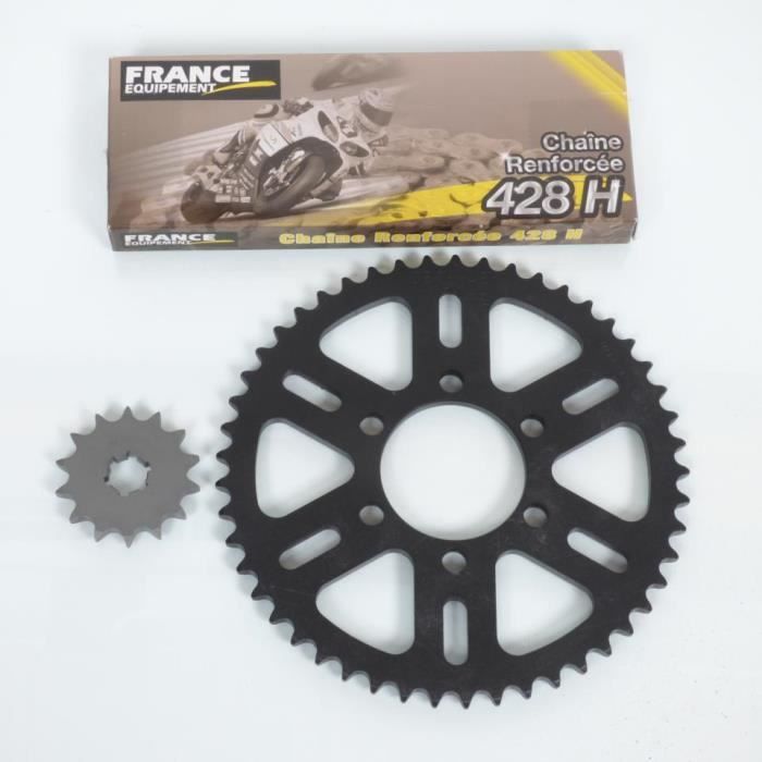 Kit chaîne France Equipement Moto Yamaha 125 DTMX 1976-1982 14 x 49 Pas 428 Neuf