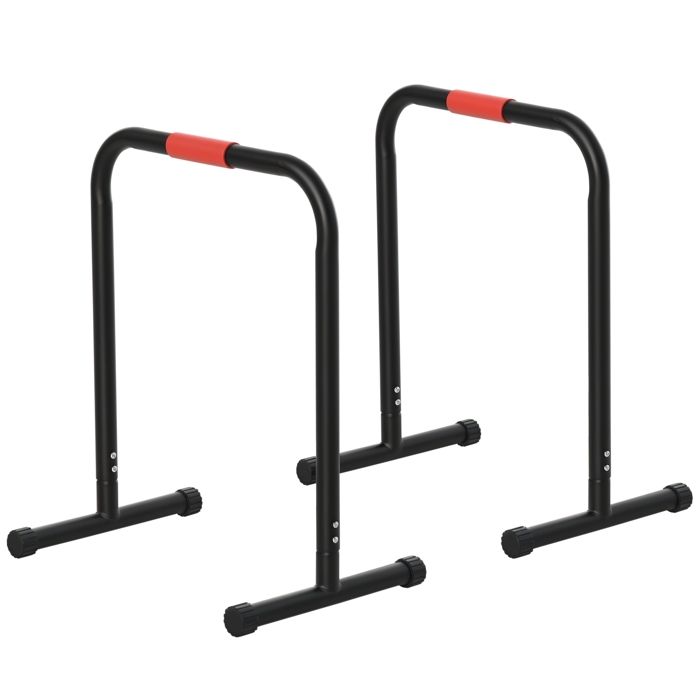 Barres à dips barres de musculation Fitness poignées ergonomiques et pieds antidérapants noir et rouge neuf 26