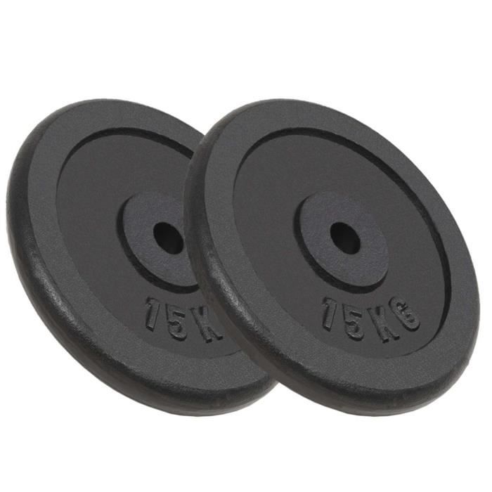 Festnight 2 pcs Plaque de Poids Disques Haltères en Fonte 30 kg pour Musculation