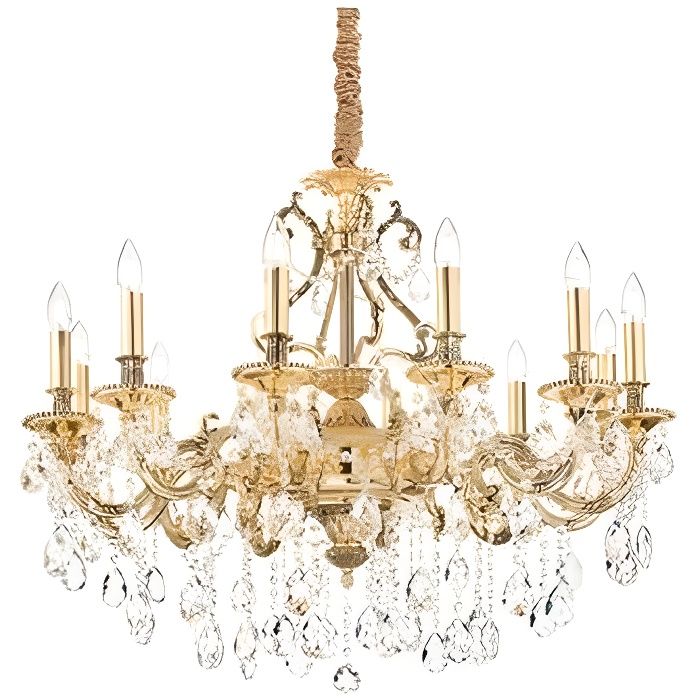 Suspension Dorée en cristal GIOCONDA 12 ampoules