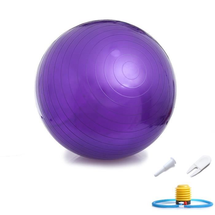 Ballon Suisse Fitness Gym Yoga Epais Couleur Unie 55 cm Violet