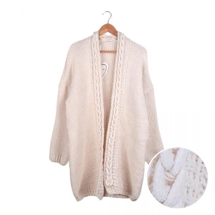 Gilet long manches longues col châle torsades Femme CARE OF YOU