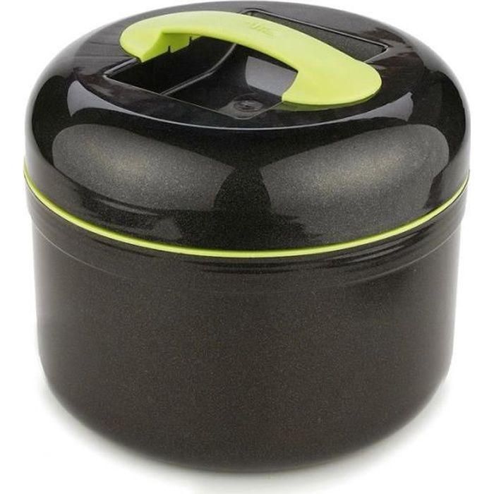 Boite repas isotherme - Noir et vert - Grande lunch box - 2.5 L