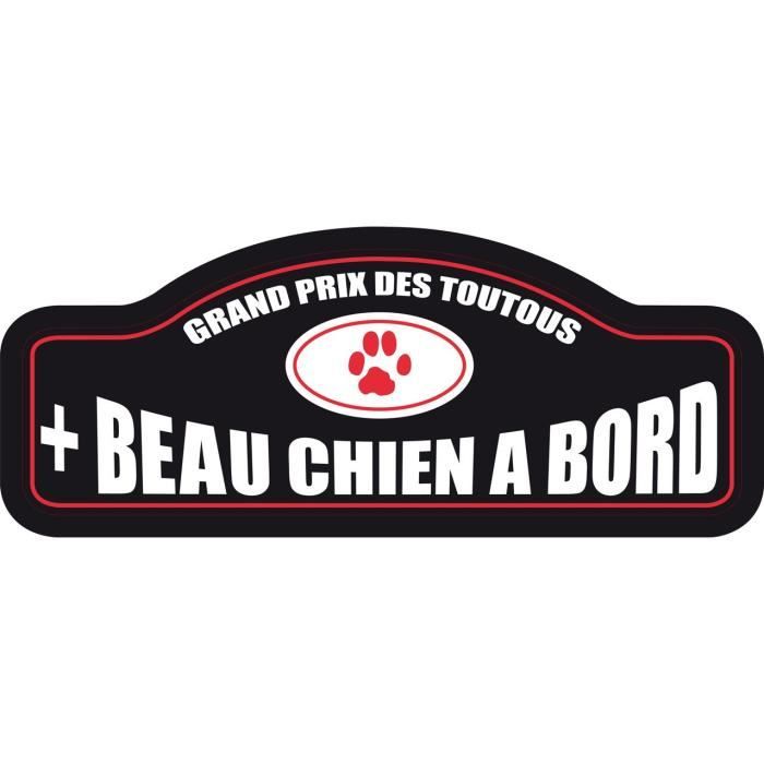 Plaque rallye métal avec ventouses 11 x 30 cm (+ beau chien à bord) S