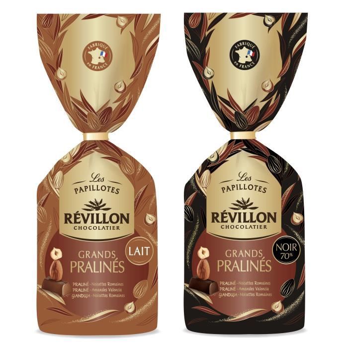 Révillon Chocolatier - Lot de 2 sachets de papillotes Grands Pralinés