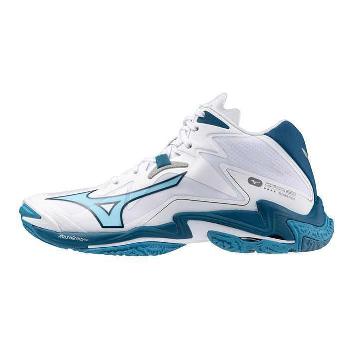 mizuno wave lightning z8 mid, chaussures de volley-ball pour hommes, blanc/bleu, taille 40,5
