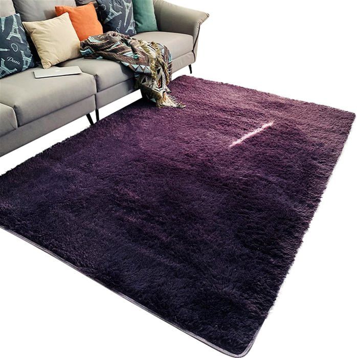 Tapis Shaggy à Poils Longs 80x160cm – Doux, Antidérapant Et Lavable En Machine – Gris Foncé