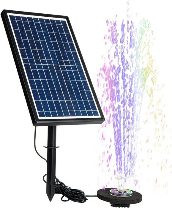 Funien Pompe Fontaine Solaire 10W - Fontaine De Jardin Avec Grand Panneau Solaire Et 3 Buses, Hauteur Max 100 Cm