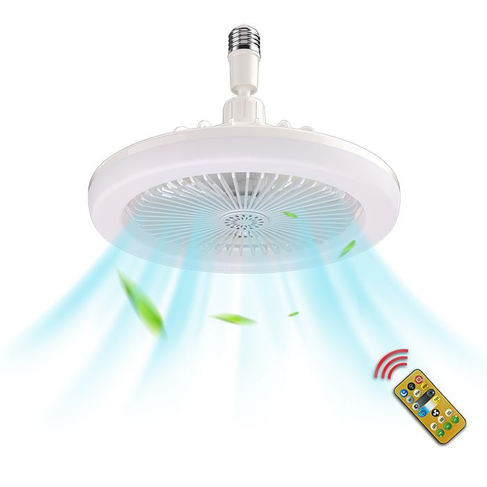 Ventilateur plafond E27 LED Dimmable Timing avec Télécommande Silencieux Ventilateur de Plafond 3 Wind Speed pour Chambres 110V - Prumya