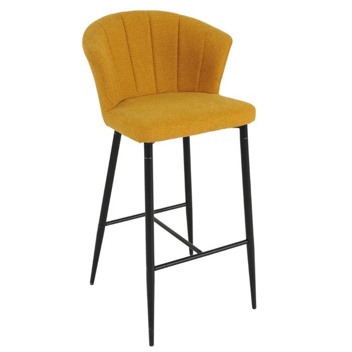 Tabouret de bar en tissu jaune moutarde et piètement métal – MONTREAL Meubletmoi Tabouret de bar en tissu jaune moutarde et piètement métal – MONTREAL Meubletmoi