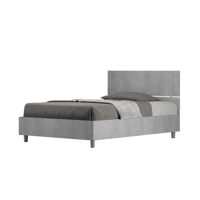 Lit 1 place et demi - ITYHOME - Demas - 120x200 cm - Tête de lit incluse - Gris béton