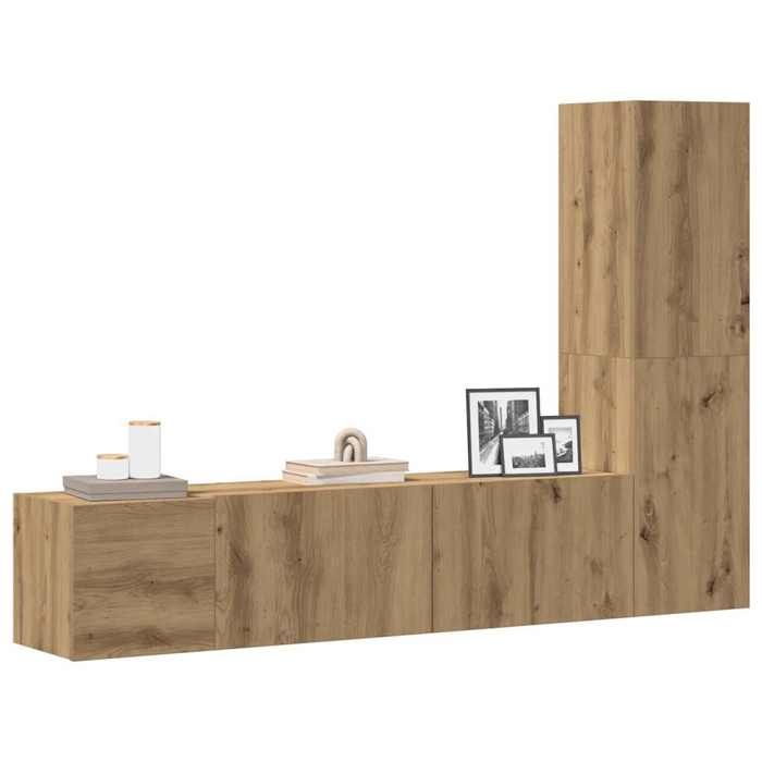 vidaXL Meubles TV muraux 3 pcs chêne artisanal bois dingénierie banc TV meuble hifi centre de divertissement buffet TV 3328962