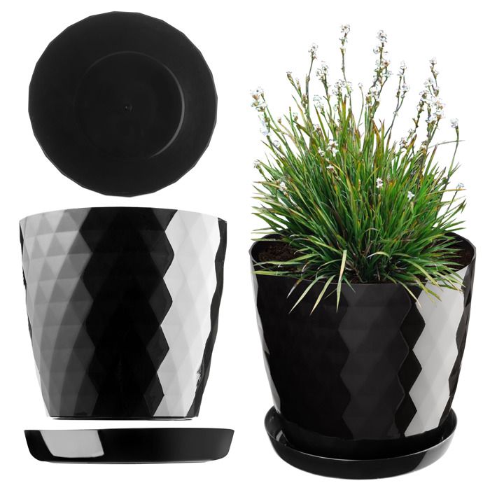 Pot De Fleurs Plastique Avec Soucoupe Intégrée - 25 Cm Blanc - Décoration Intérieure Moderne