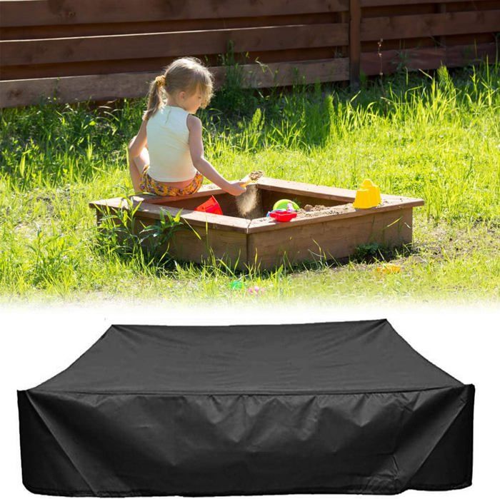 Couvercle De Bac à Sable 120x120 Cm - Bâche De Protection Avec Poignées, Tissu Oxford Résistant