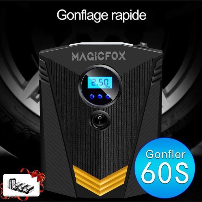 Gonfleur De Pneus Portable 12V Voiture - Écran Numérique, Mémoire, Arrêt Auto, 4 Unités, Lumière LED - Pour Vélo, Moto, Balles