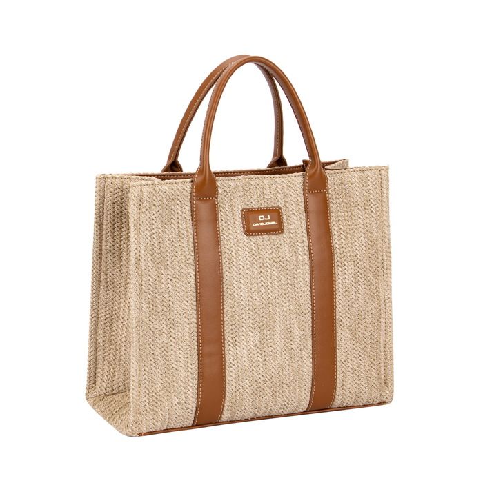 David Jones Paris - Sac porté main Femme - Matière Paille - Taille Grande - Couleur Marron