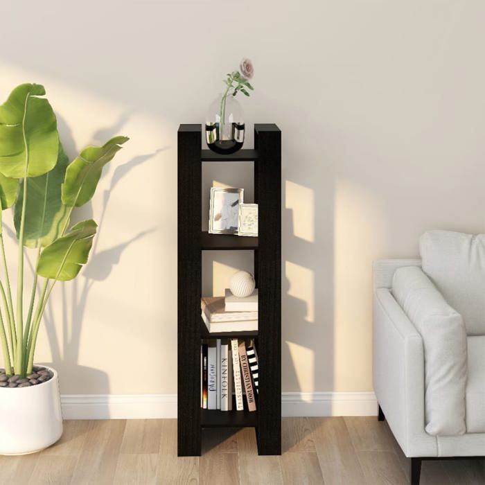SALE 2025Bibliothèque Moderne - Colonne Étagère Séparateur de pièce Noir 41x35x125 cm Pin massif1003 Kg 5566