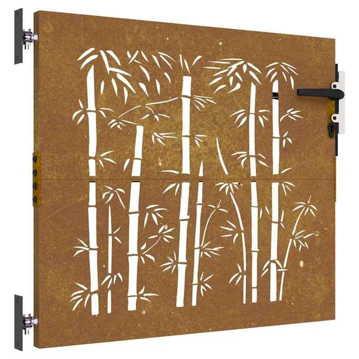 Portillon de jardin/portail dentrée VIDAXL 85x75 cm acier corten design de bambou @366
