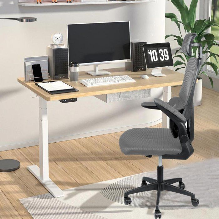 MIPAN. Fauteuil de Bureau - Chaise Ergonomique à roulette - Hauteur Ajustable - Soutien Lombaire Dossier Règalable - Gris
