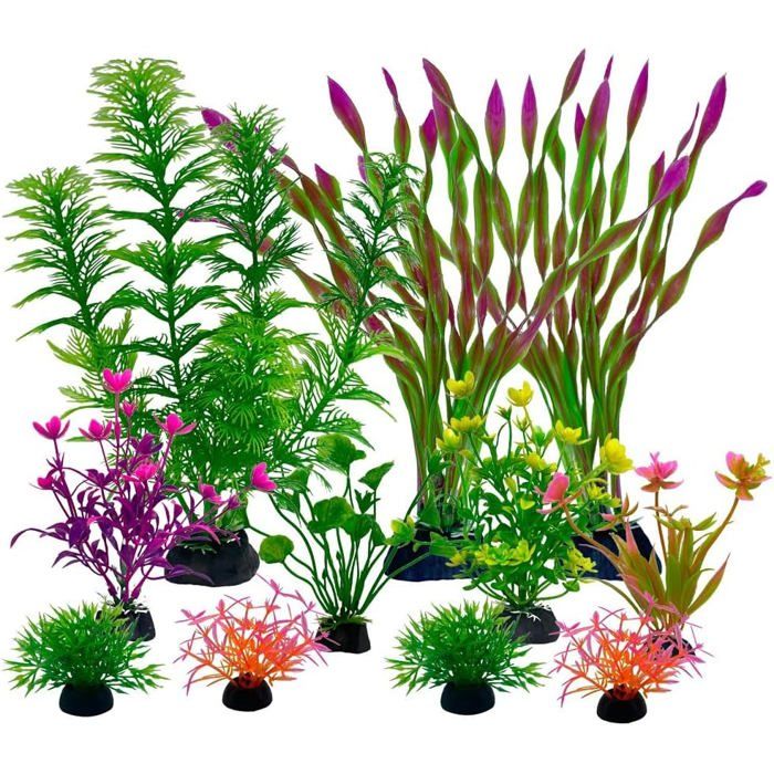 Meilleurs prix pour 11 Pièces Plantes Artificielle pour Aquarium et Terrarium Plante de Décoration (Plant E)