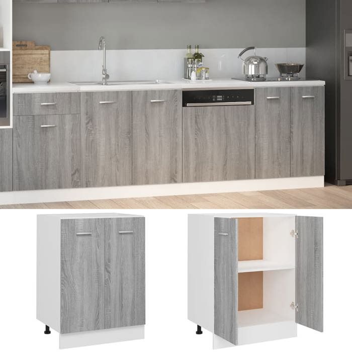 Gris Meuble bas de cuisine - mango - Colonne cuisine - Lyon Gris Sonoma 60x46x81 5 cm Bois dingénierie FR1023