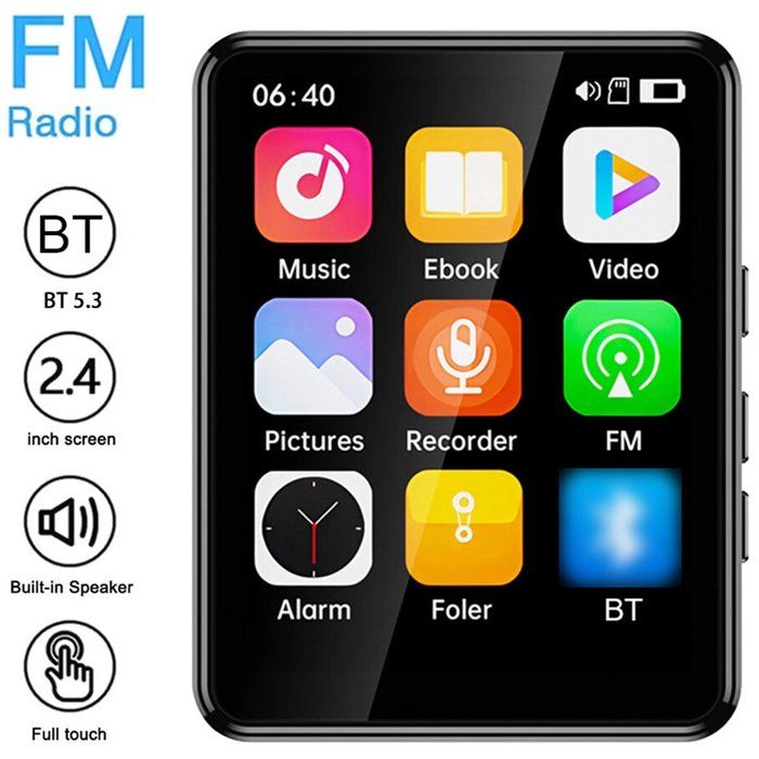 Lecteur MP4/MP3 Bluetooth son HiFi sans perte écran tactile 24 pouces radio FM