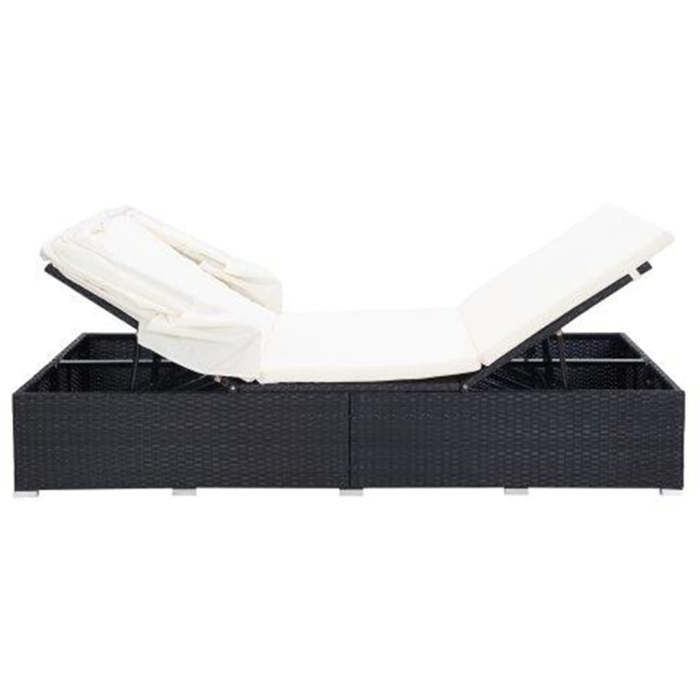 Sale 2026 Transat à 2 places - BURKE - LIT DOUBLE - Pour jardin - avec coussin Résine tressée Noir Cc353
