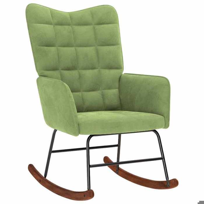Promo 2026 Chaise à bascule 61x78x98 cm - rocking chair/Fauteuil de Relaxation Vert clair Velours 7749