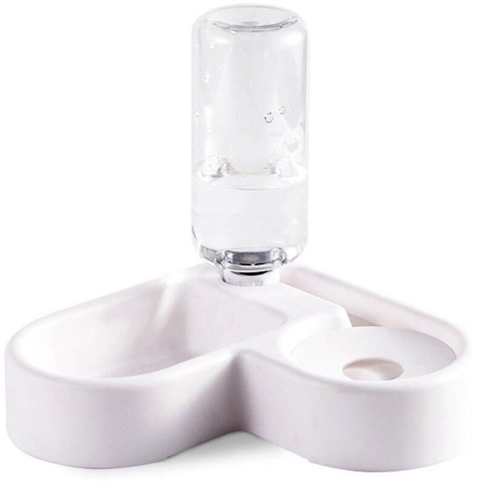 Abreuvoir mangeoire 2 en 1 – anti-éclaboussures chat/chien (blanc) Label
